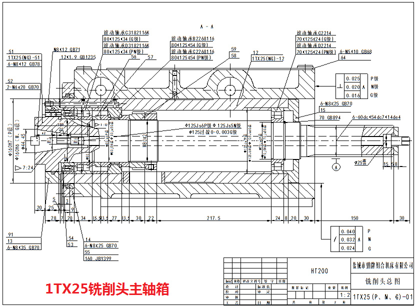 1TX25桃花视频黄主轴箱图纸